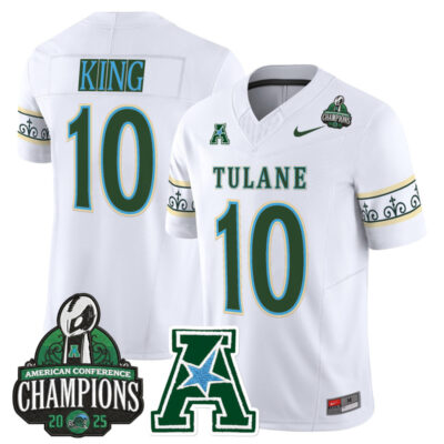 Tulane Green Wave 'City Edition' Vapor Limited Jersey - 2025 AAC Champions Patch - White / Shaun King