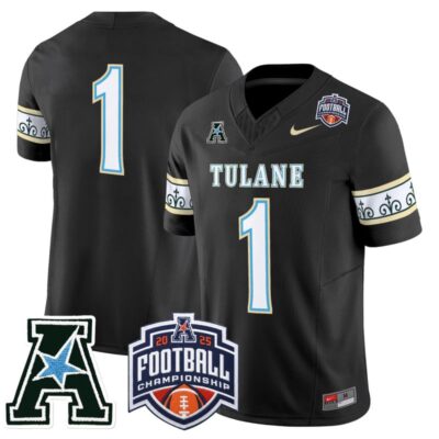 Tulane Green Wave 'City Edition' Vapor Limited Jersey - 2025 AAC Championship Patch - Black / #1 Team