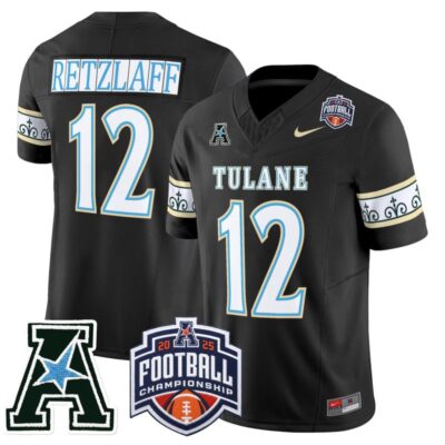 Tulane Green Wave 'City Edition' Vapor Limited Jersey - 2025 AAC Championship Patch - Black / Jake Retzlaff