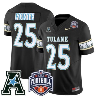 Tulane Green Wave 'City Edition' Vapor Limited Jersey - 2025 AAC Championship Patch - Black / Matt Forte