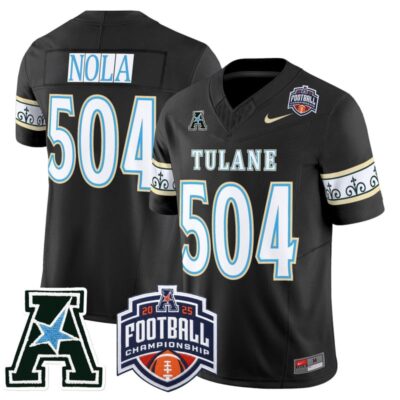 Tulane Green Wave 'City Edition' Vapor Limited Jersey - 2025 AAC Championship Patch - Black / NOLA 504