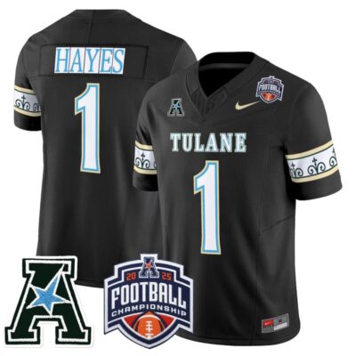 Tulane Green Wave 'City Edition' Vapor Limited Jersey - 2025 AAC Championship Patch - Black / Omari Hayes
