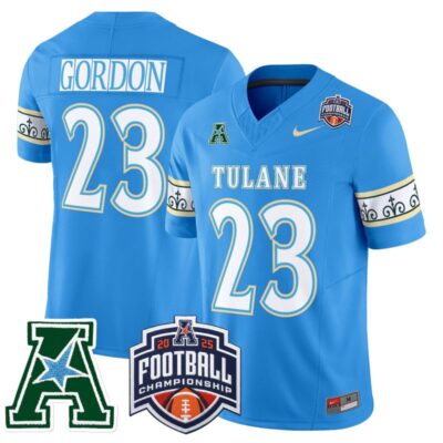 Tulane Green Wave 'City Edition' Vapor Limited Jersey - 2025 AAC Championship Patch - Blue / Javin Gordon