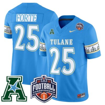 Tulane Green Wave 'City Edition' Vapor Limited Jersey - 2025 AAC Championship Patch - Blue / Matt Forte