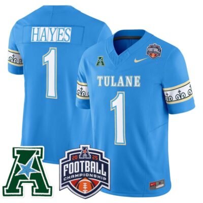 Tulane Green Wave 'City Edition' Vapor Limited Jersey - 2025 AAC Championship Patch - Blue / Omari Hayes