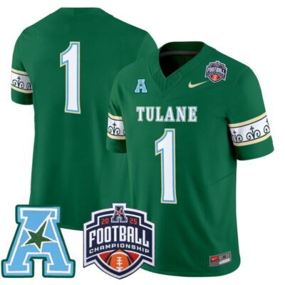 Tulane Green Wave 'City Edition' Vapor Limited Jersey - 2025 AAC Championship Patch - Green / #1 Team