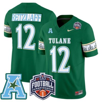 Tulane Green Wave 'City Edition' Vapor Limited Jersey - 2025 AAC Championship Patch - Green / Jake Retzlaff