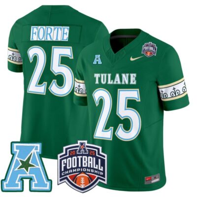 Tulane Green Wave 'City Edition' Vapor Limited Jersey - 2025 AAC Championship Patch - Green / Matt Forte
