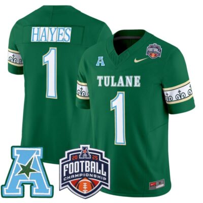 Tulane Green Wave 'City Edition' Vapor Limited Jersey - 2025 AAC Championship Patch - Green / Omari Hayes