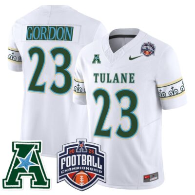 Tulane Green Wave 'City Edition' Vapor Limited Jersey - 2025 AAC Championship Patch - White / Javin Gordon