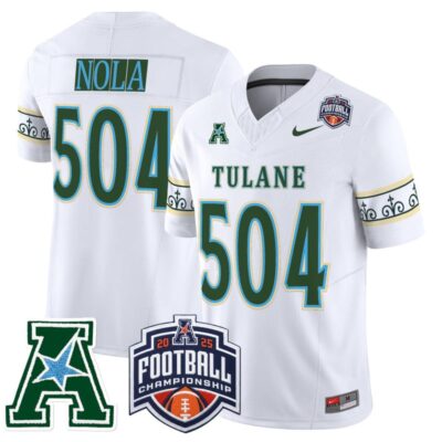 Tulane Green Wave 'City Edition' Vapor Limited Jersey - 2025 AAC Championship Patch - White / NOLA 504