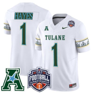Tulane Green Wave 'City Edition' Vapor Limited Jersey - 2025 AAC Championship Patch - White / Omari Hayes
