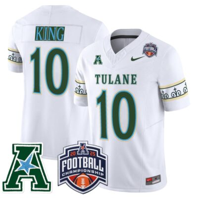 Tulane Green Wave 'City Edition' Vapor Limited Jersey - 2025 AAC Championship Patch - White / Shaun King