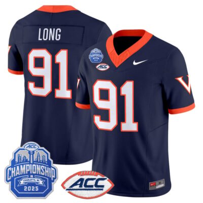 Virginia Cavaliers 1995 Throwbacks Vapor Limited Jersey - 2025 ACC Championship Patch - Navy / Chris Long