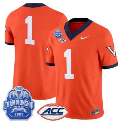 Virginia Cavaliers 1995 Throwbacks Vapor Limited Jersey - 2025 ACC Championship Patch - Orange / #1 Team