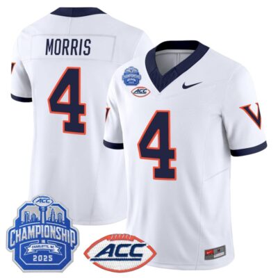 Virginia Cavaliers 1995 Throwbacks Vapor Limited Jersey - 2025 ACC Championship Patch - White / Chandler Morris