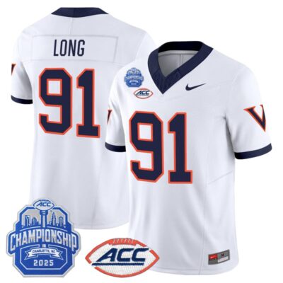 Virginia Cavaliers 1995 Throwbacks Vapor Limited Jersey - 2025 ACC Championship Patch - White / Chris Long