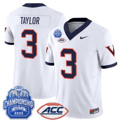 Virginia Cavaliers 1995 Throwbacks Vapor Limited Jersey - 2025 ACC Championship Patch - White / J'Mari Taylor