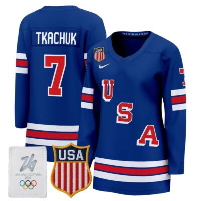Women's 2026 USA Olympic Premium Hockey Jersey - Royal / Brady Tkachuk
