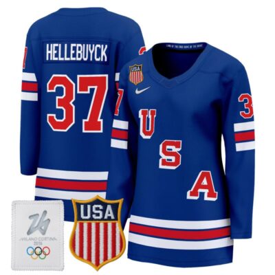 Women's 2026 USA Olympic Premium Hockey Jersey - Royal / Connor Hellebuyck