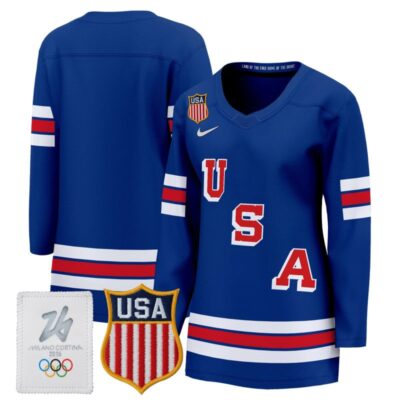 Women's 2026 USA Olympic Premium Hockey Jersey - Royal / #Team