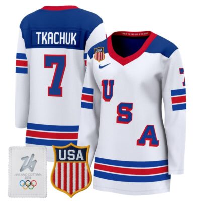 Women's 2026 USA Olympic Premium Hockey Jersey - White / Brady Tkachuk