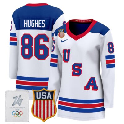 Women's 2026 USA Olympic Premium Hockey Jersey - White / Jack Hughes