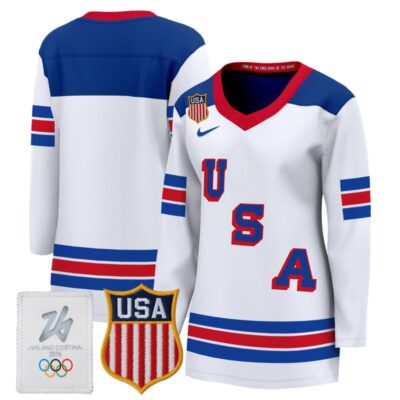 Women's 2026 USA Olympic Premium Hockey Jersey - White / #Team