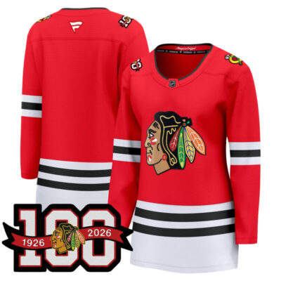 Women's Chicago Blackhawks 2025/26 Premium Jersey - 100th Anniversary Patch - Red / Team