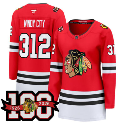 Women's Chicago Blackhawks 2025/26 Premium Jersey - 100th Anniversary Patch - Red / Windy City 312
