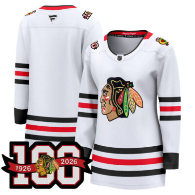 Women's Chicago Blackhawks 2025/26 Premium Jersey - 100th Anniversary Patch - White / Team