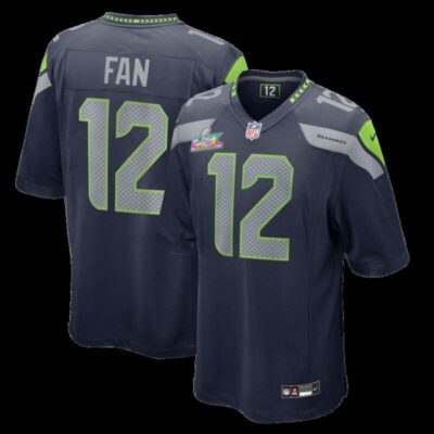 12s Seattle Seahawks Super Bowl LX Patch Game Jersey - College Navy