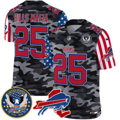 Buffalo Bills "America250 Edition" Style Vapor Limited Jersey - Black Camo / #25 Bills Mafia