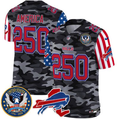 Buffalo Bills "America250 Edition" Style Vapor Limited Jersey - Black Camo / #250 America