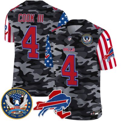 Buffalo Bills "America250 Edition" Style Vapor Limited Jersey - Black Camo / James Cook III