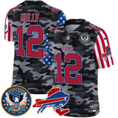 Buffalo Bills "America250 Edition" Style Vapor Limited Jersey - Black Camo / Jim Kelly
