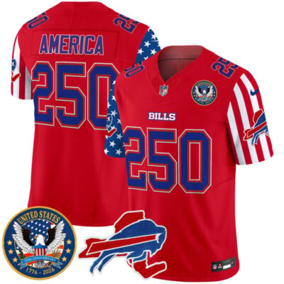 Buffalo Bills "America250 Edition" Style Vapor Limited Jersey - Red / #250 America