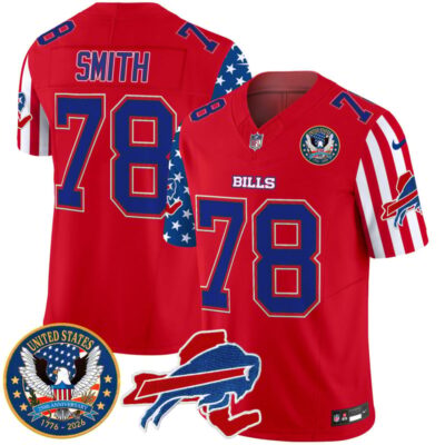 Buffalo Bills "America250 Edition" Style Vapor Limited Jersey - Red / Bruce Smith