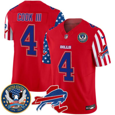 Buffalo Bills "America250 Edition" Style Vapor Limited Jersey - Red / James Cook III