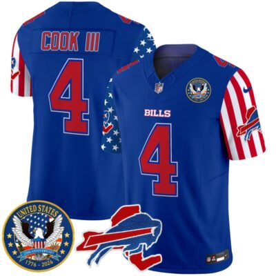 Buffalo Bills "America250 Edition" Style Vapor Limited Jersey - Royal / James Cook III