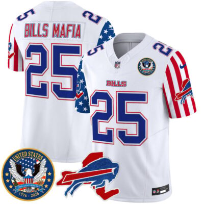 Buffalo Bills "America250 Edition" Style Vapor Limited Jersey - White / #25 Bills Mafia