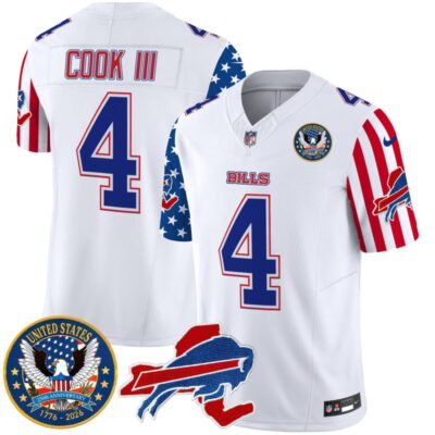 Buffalo Bills "America250 Edition" Style Vapor Limited Jersey - White / James Cook III
