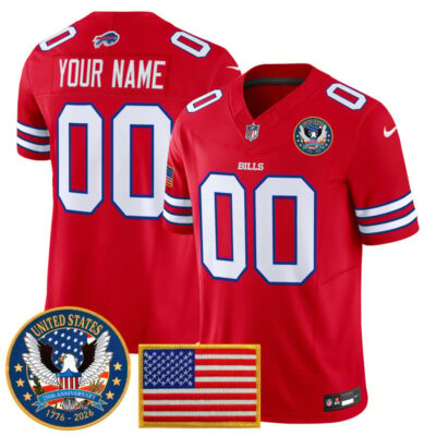 Buffalo Bills "United States 250th Anniversary Patch" Vapor Limited Custom Jersey - Red