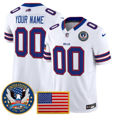 Buffalo Bills "United States 250th Anniversary Patch" Vapor Limited Custom Jersey - White