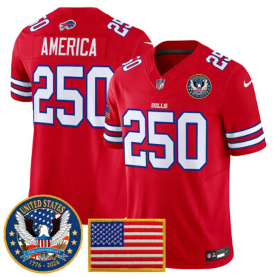 Buffalo Bills "United States 250th Anniversary Patch" Vapor Limited Jersey - Red / #250 America
