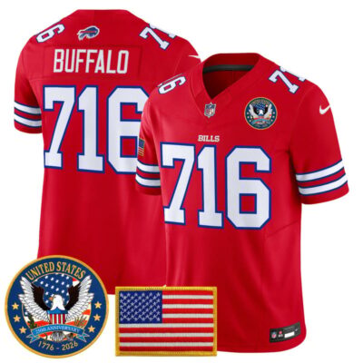 Buffalo Bills "United States 250th Anniversary Patch" Vapor Limited Jersey - Red / Buffalo 716