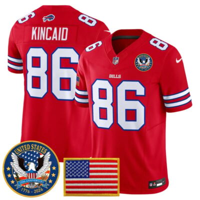 Buffalo Bills "United States 250th Anniversary Patch" Vapor Limited Jersey - Red / Dalton Kincaid