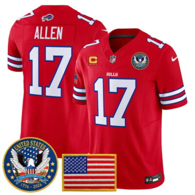 Buffalo Bills "United States 250th Anniversary Patch" Vapor Limited Jersey - Red / Josh Allen