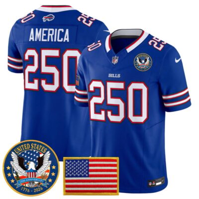 Buffalo Bills "United States 250th Anniversary Patch" Vapor Limited Jersey - Royal / #250 America