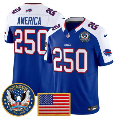 Buffalo Bills "United States 250th Anniversary Patch" Vapor Limited Jersey - Royal Alternate / #250 America